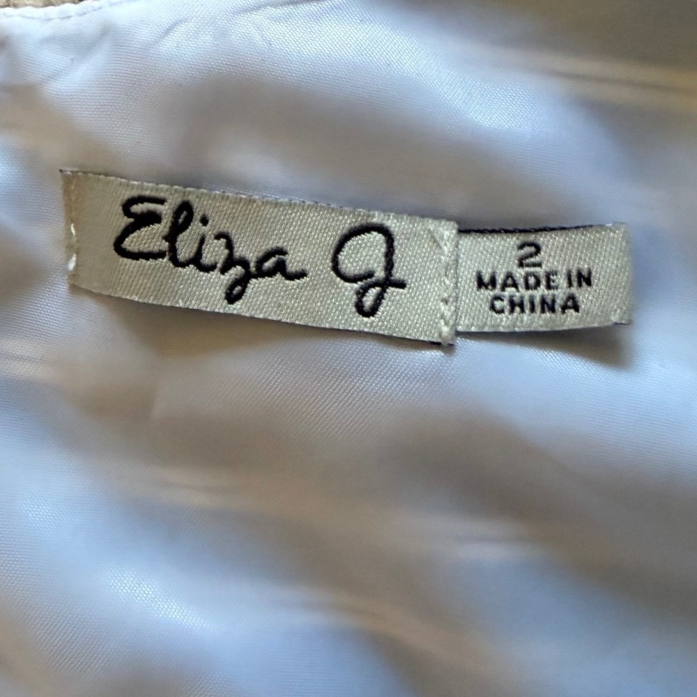 Eliza J Blue White Striped Cotton Fit Flare Dress Sleeveless Pleated Size 2 - Picture 13 of 14